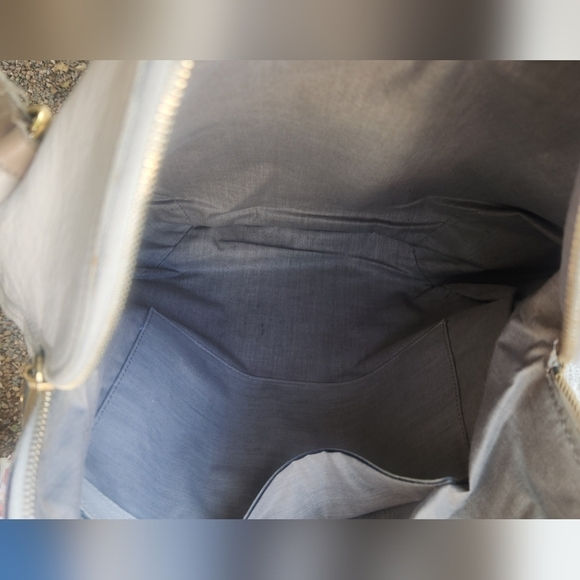 Marc Jacobs Chain Strap White Shoulder Bag Large Satchel Gold Logo Plate Leather - Picture 7 of 10